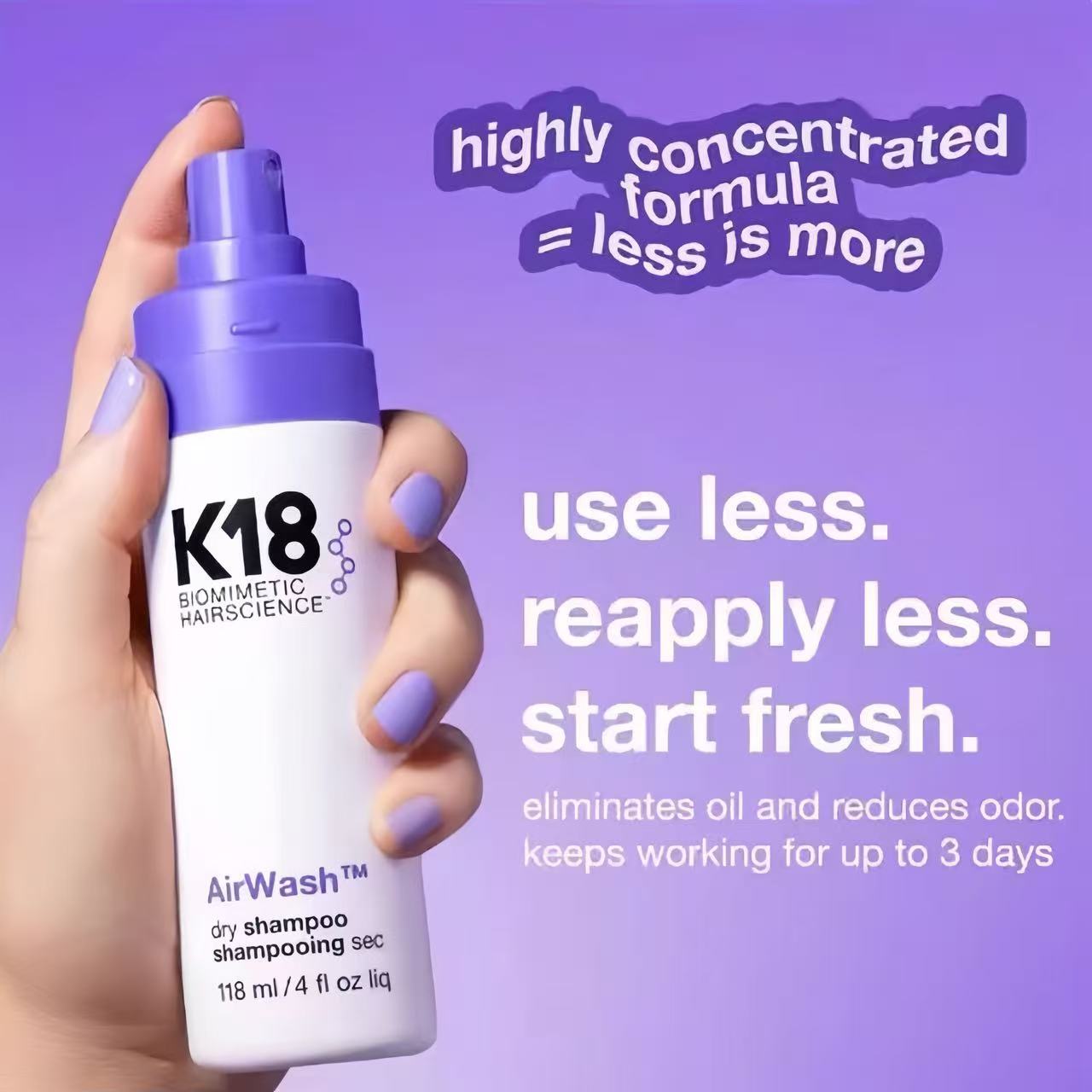 AirWash™ dry shampoo 118ml, 4fl oz